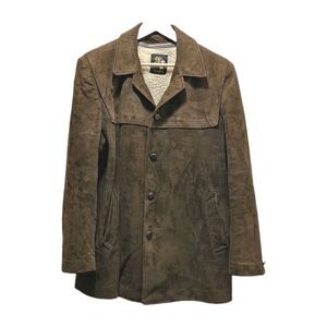 Alexander's Men's Vintage Brown Suede Jacket Sherpa Zip out Lining 42